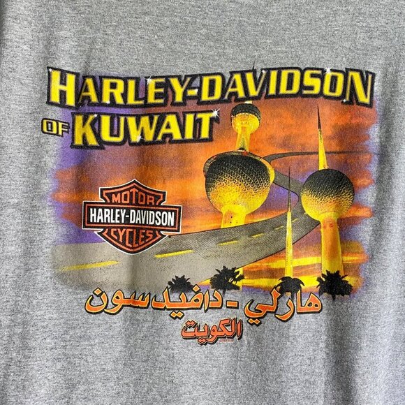 Harley Davidson of Kuwait Grey Cotton Tee Shirt with Colorful Graphic Mens Large - Picture 7 of 9